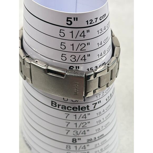 Fossil Watch Womens 37mm Pave Bezel Decker Chrono Date Silver Tone New Battery - Picture 11 of 11